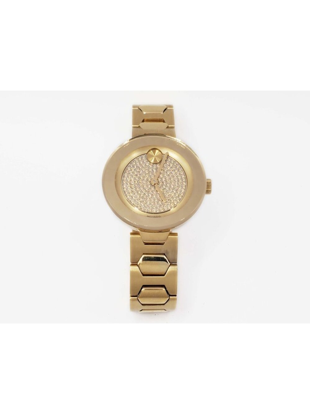 Movado Bold Ladies Wristwatch Gold Tone Pave Dial 3600492